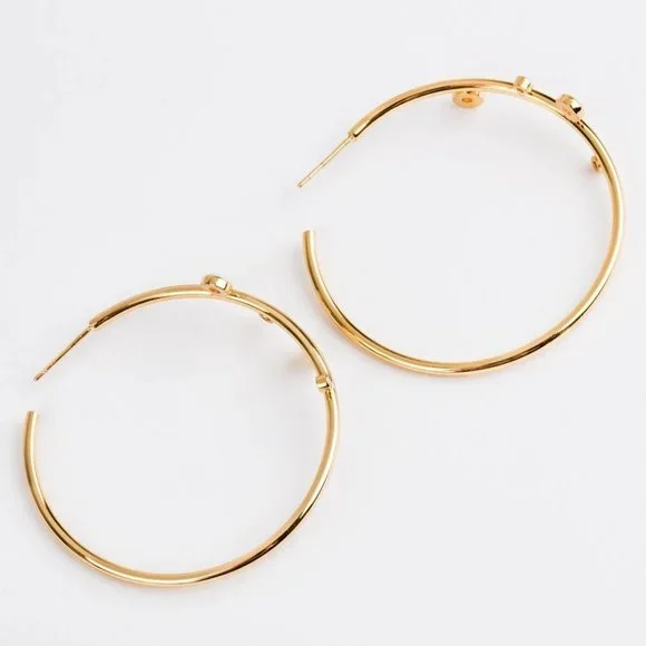 Tiny Beautiful Opal Gold Plated Big Hoop Earrings for Women, VP1013